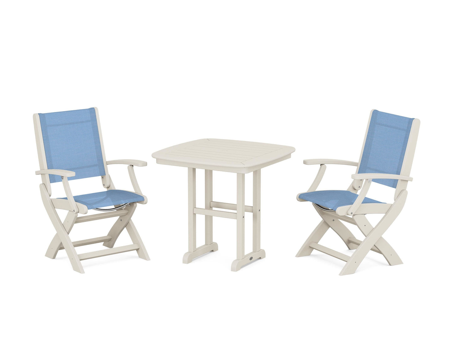 Coastal Folding Chair 3-Piece Dining Set