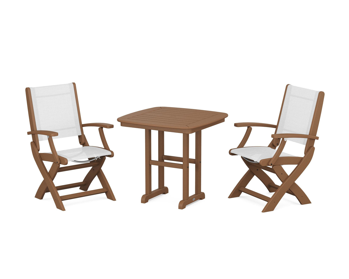 Coastal Folding Chair 3-Piece Dining Set