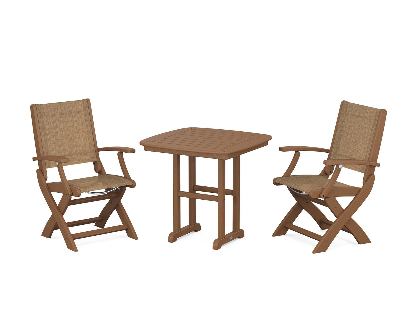 Coastal Folding Chair 3-Piece Dining Set