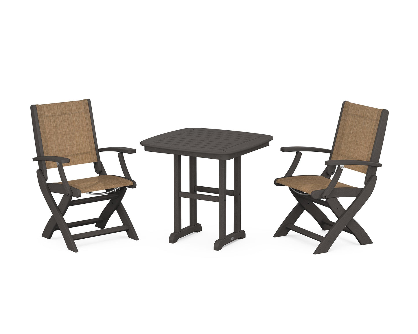 Coastal Folding Chair 3-Piece Dining Set