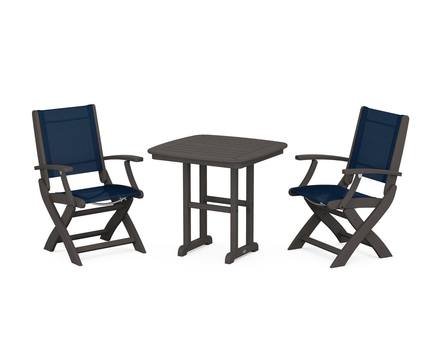 Coastal Folding Chair 3-Piece Dining Set