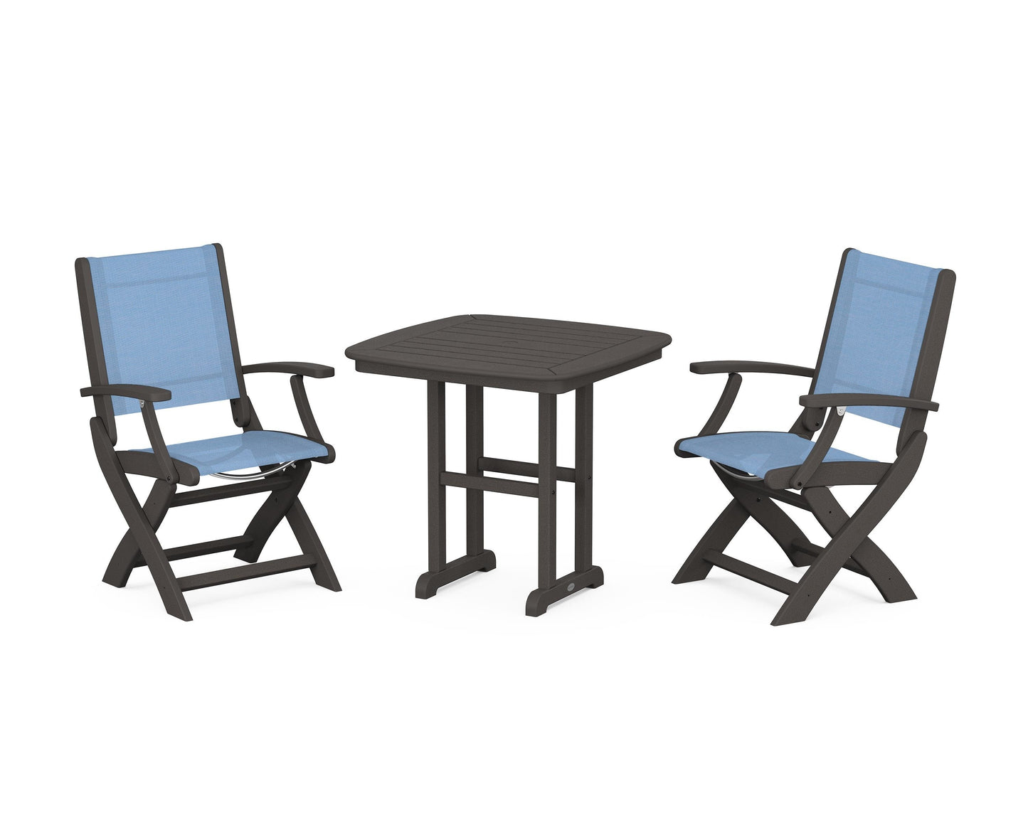 Coastal Folding Chair 3-Piece Dining Set