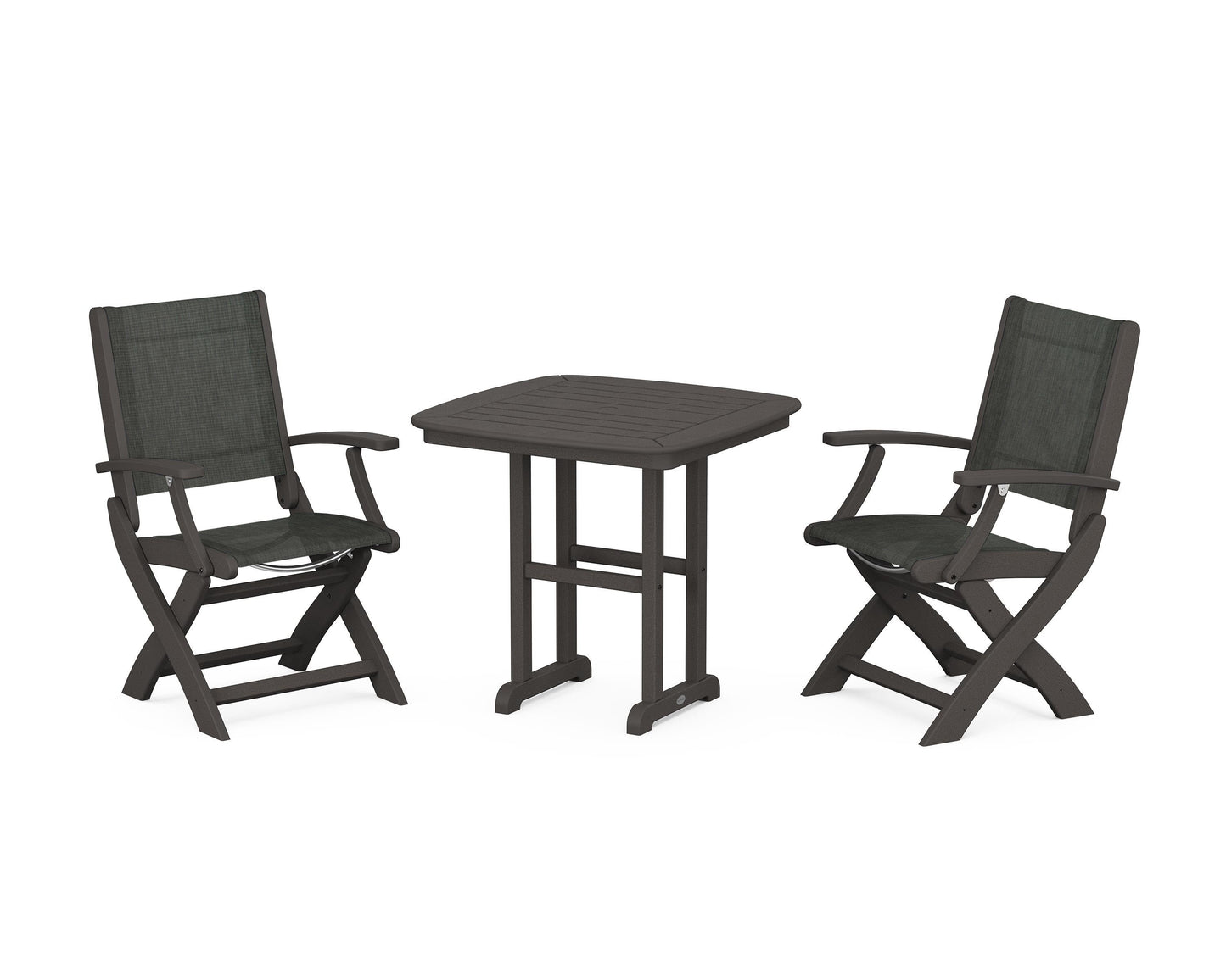 Coastal Folding Chair 3-Piece Dining Set