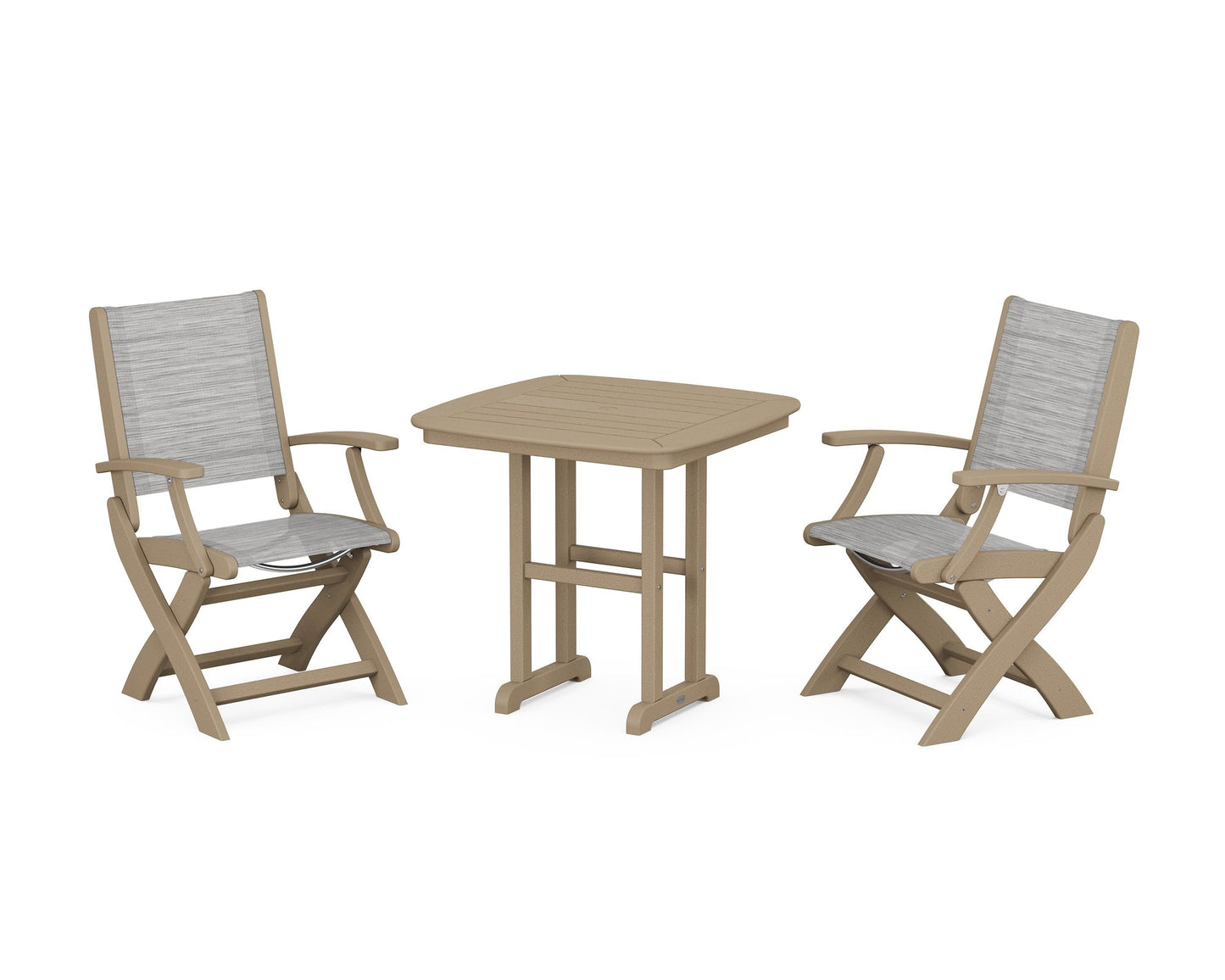 Coastal Folding Chair 3-Piece Dining Set