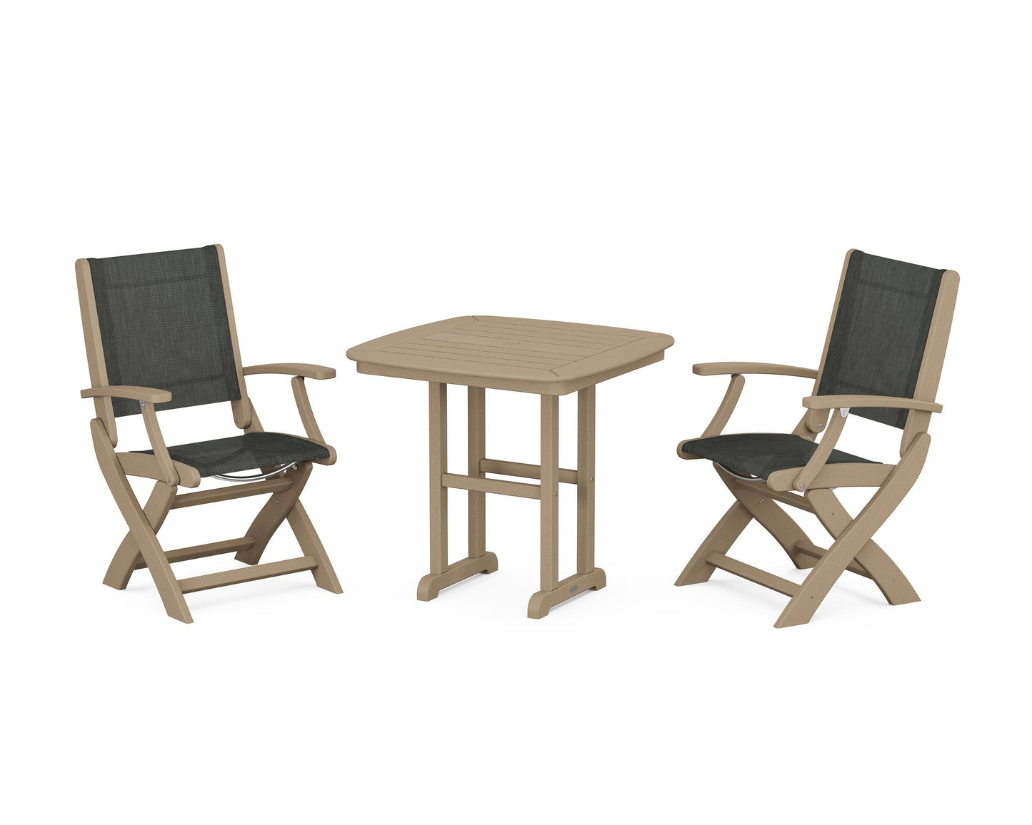 Coastal Folding Chair 3-Piece Dining Set