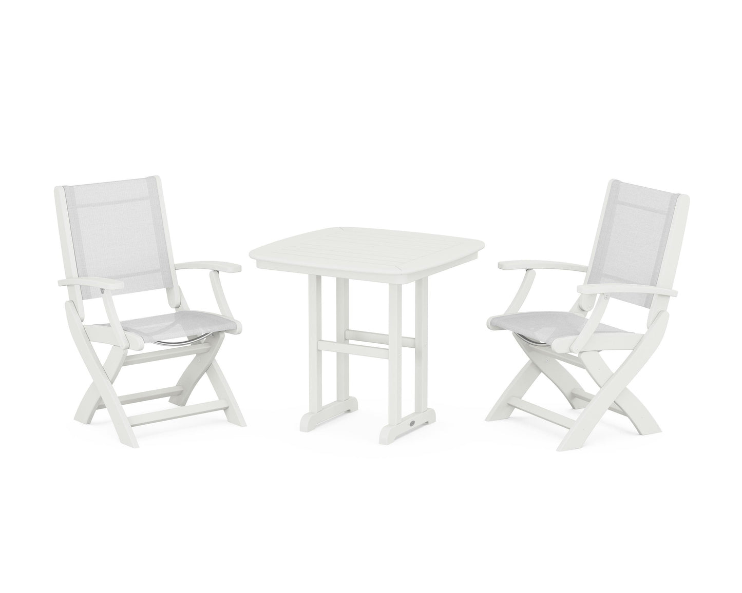 Coastal Folding Chair 3-Piece Dining Set