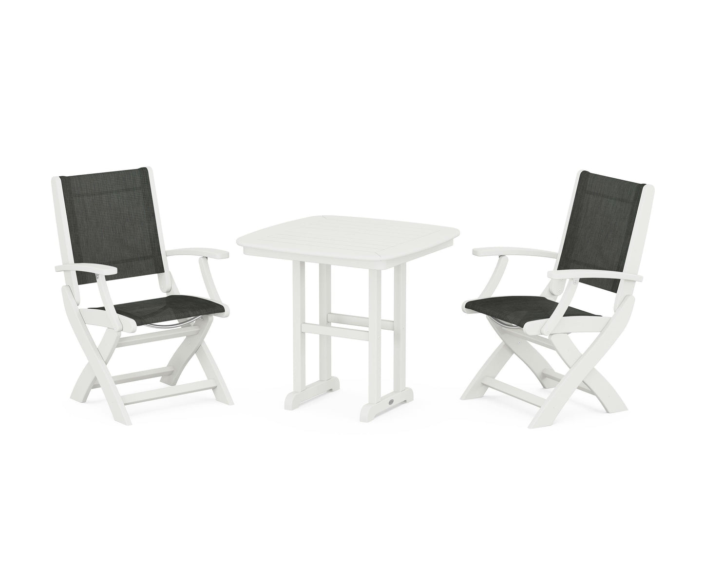 Coastal Folding Chair 3-Piece Dining Set