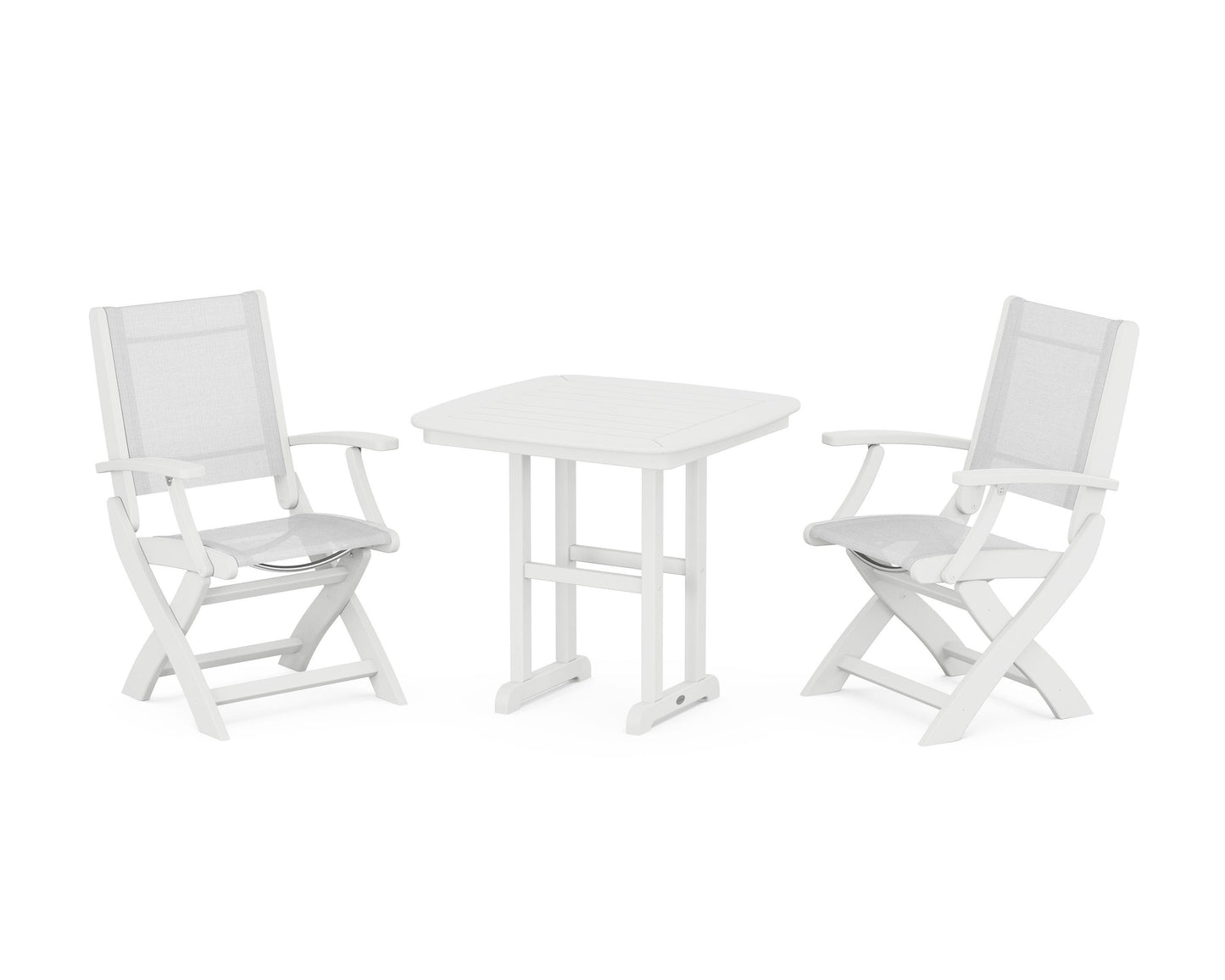 Coastal Folding Chair 3-Piece Dining Set