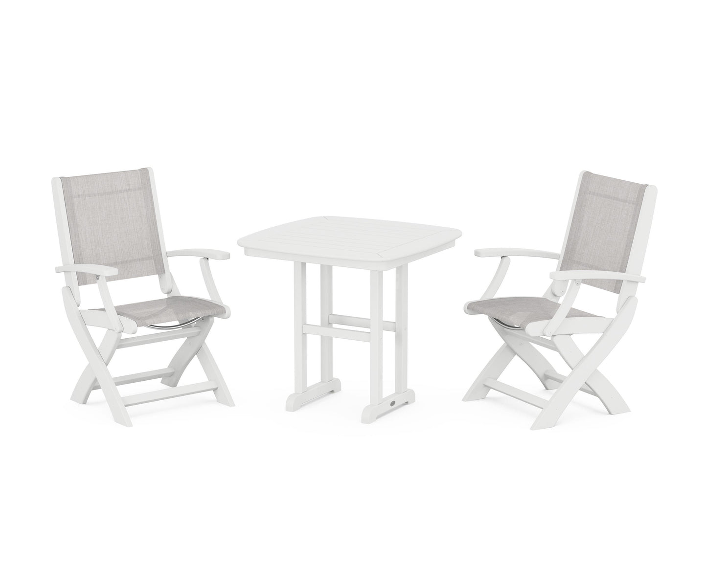 Coastal Folding Chair 3-Piece Dining Set