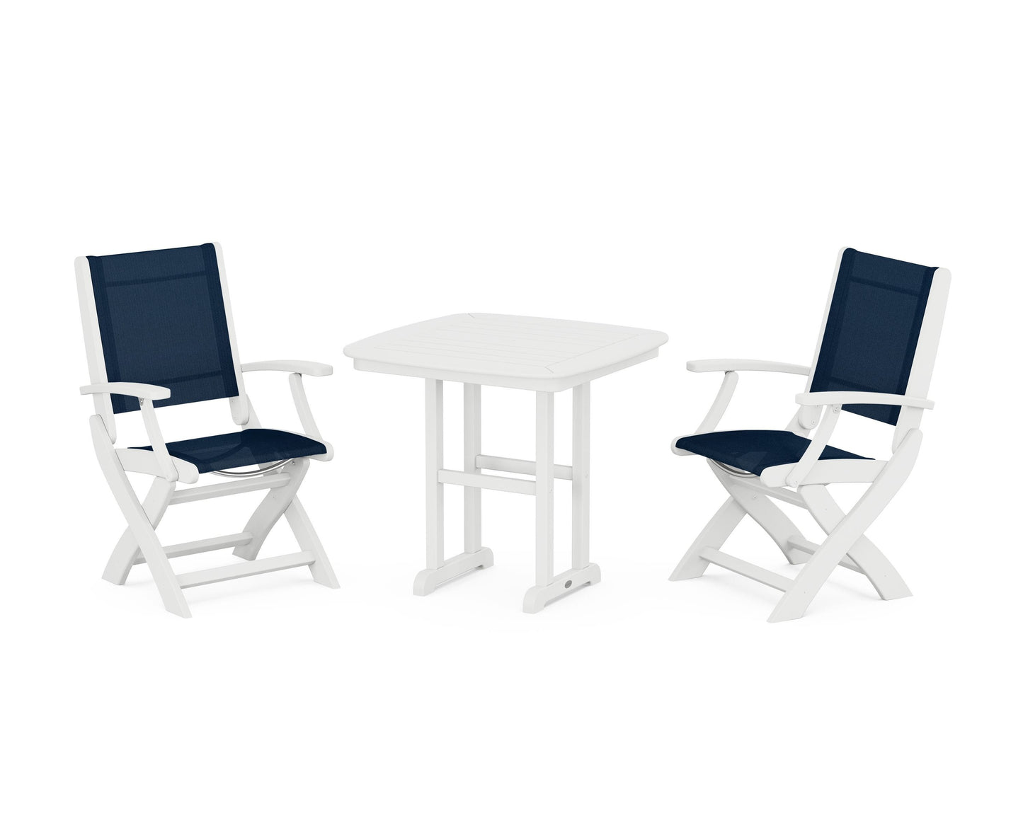 Coastal Folding Chair 3-Piece Dining Set