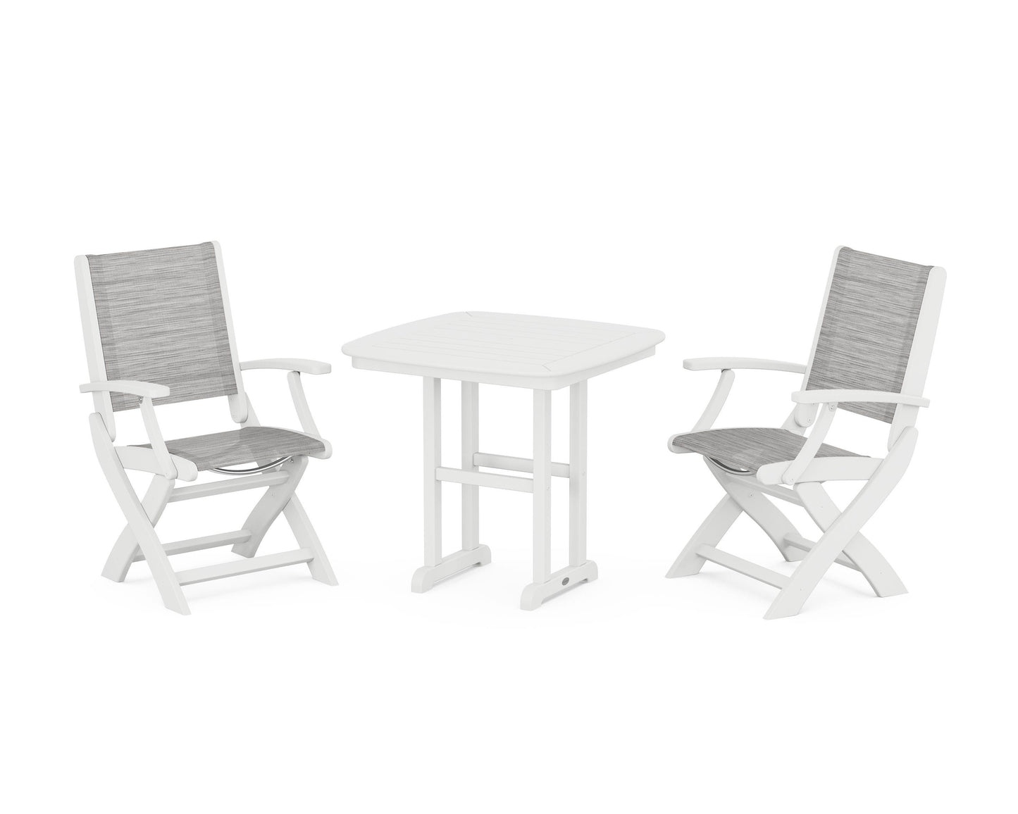 Coastal Folding Chair 3-Piece Dining Set