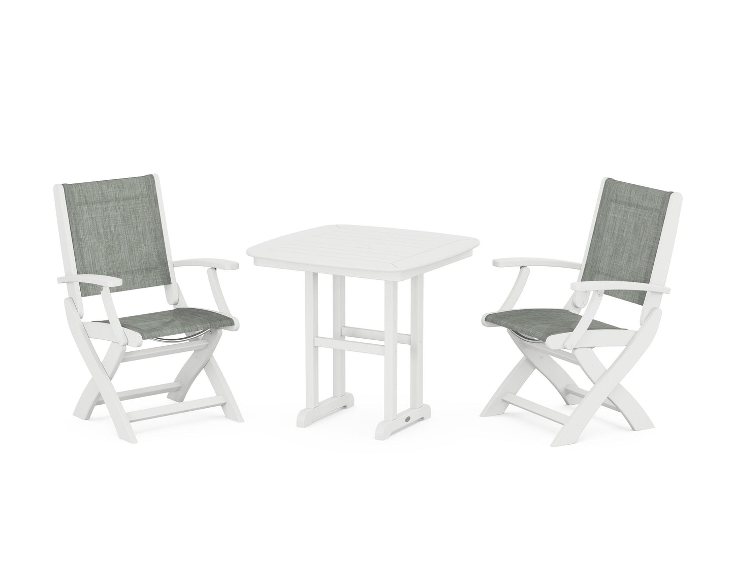 Coastal Folding Chair 3-Piece Dining Set