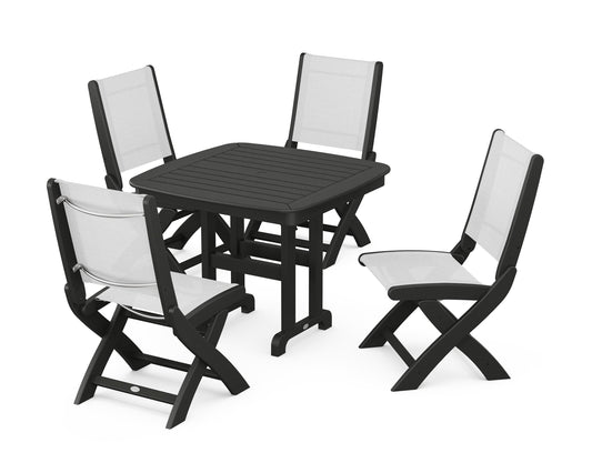 Coastal Folding Side Chair 5-Piece Dining Set
