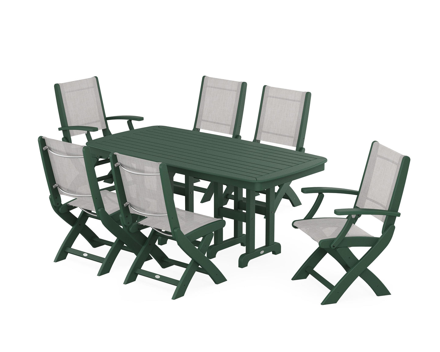 Coastal Folding Chair 7-Piece Dining Set