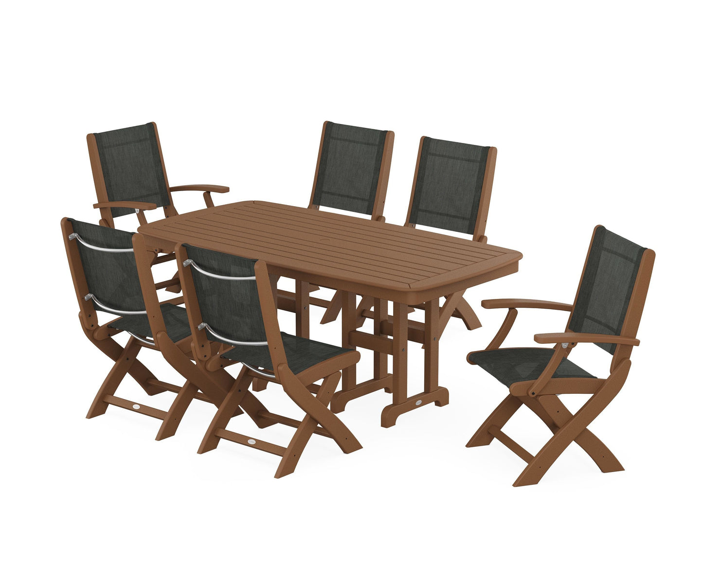 Coastal Folding Chair 7-Piece Dining Set