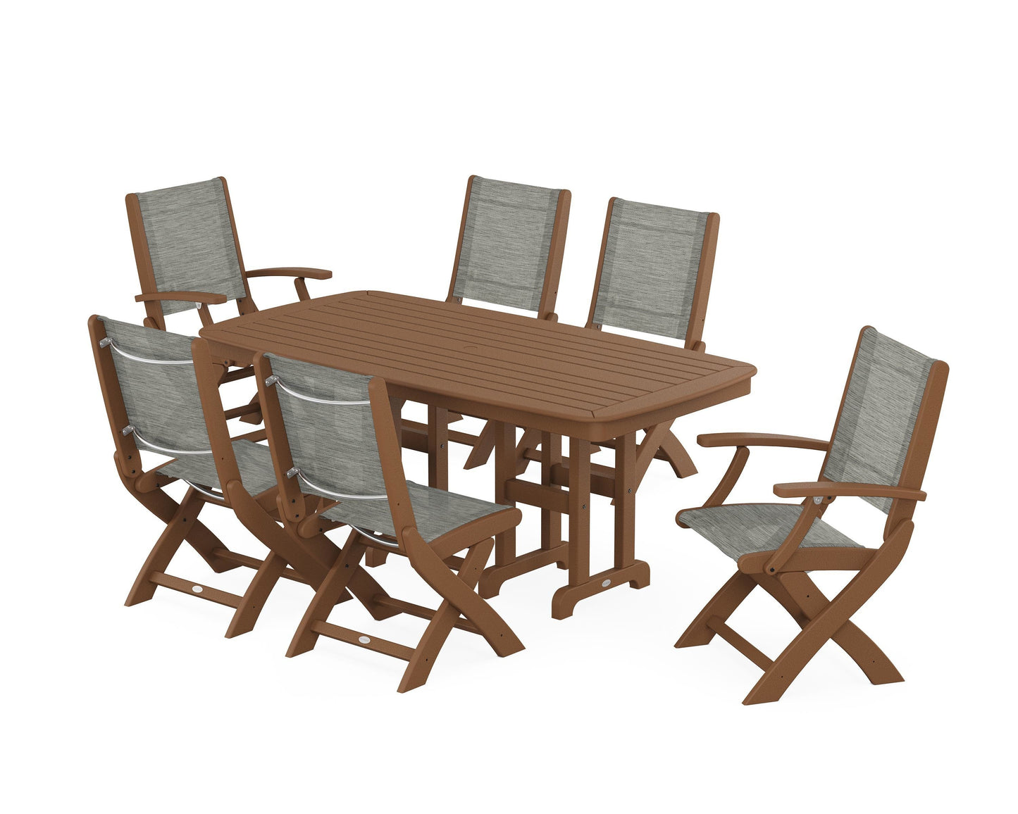 Coastal Folding Chair 7-Piece Dining Set