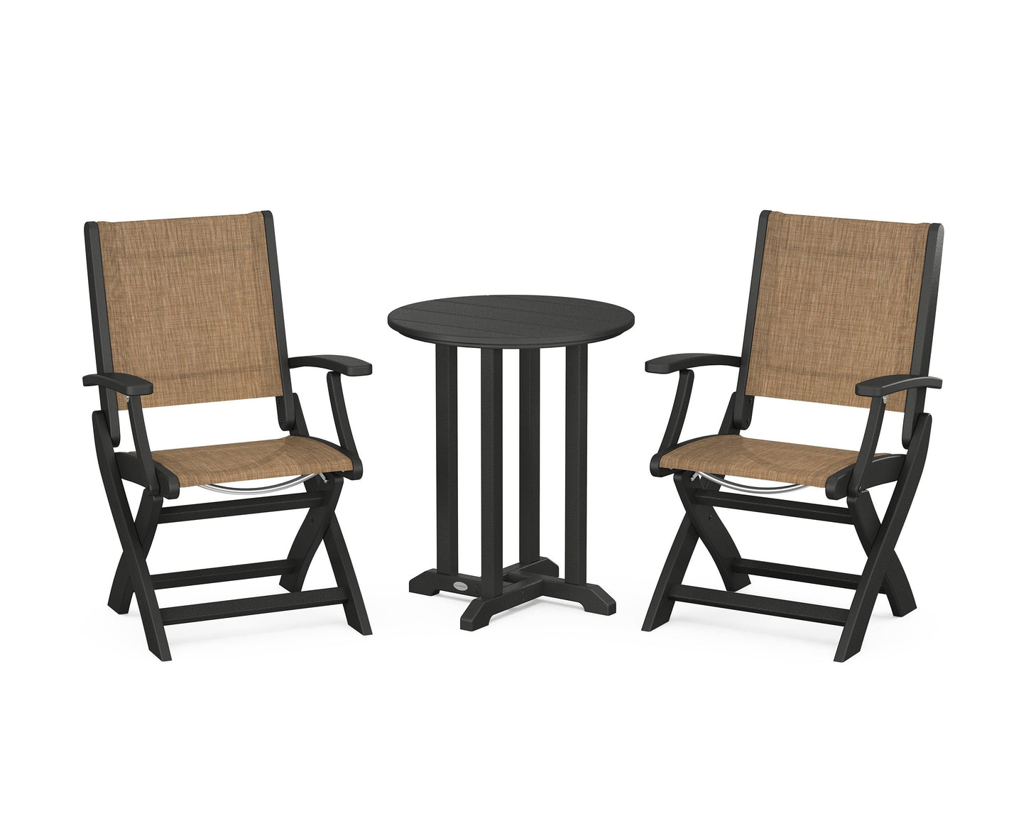 Coastal Folding 3-Piece Round Dining Set