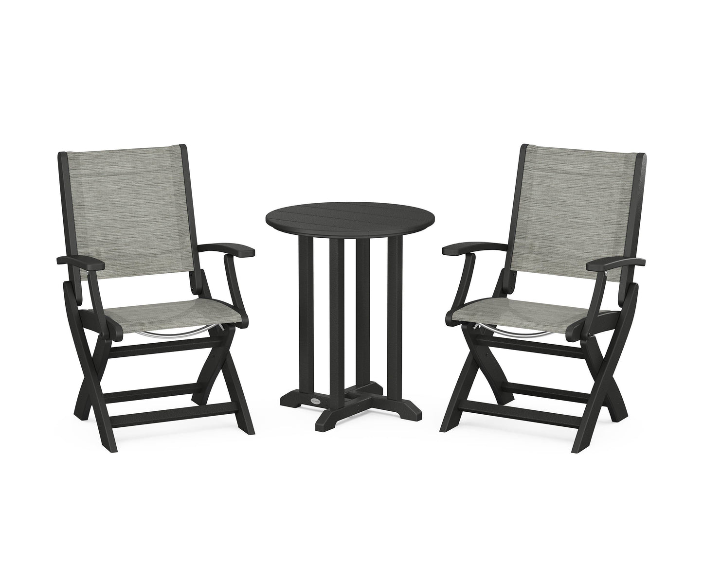 Coastal Folding 3-Piece Round Dining Set