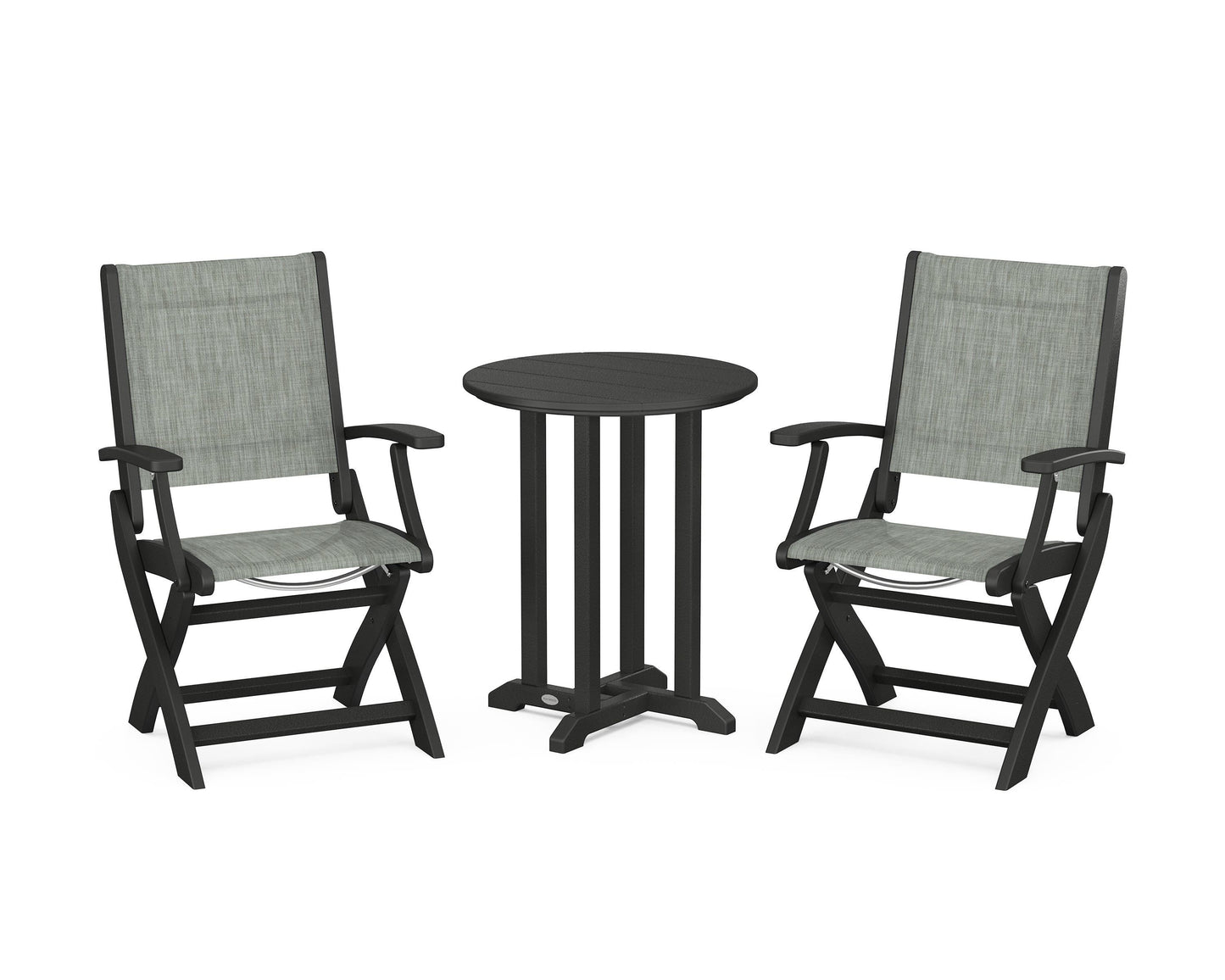 Coastal Folding 3-Piece Round Dining Set