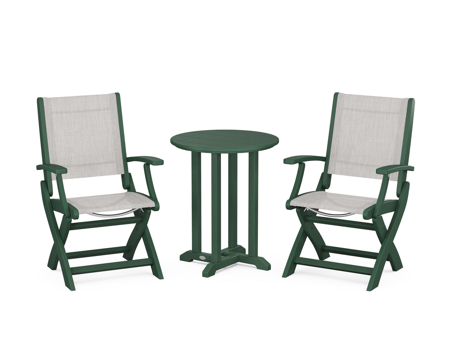 Coastal Folding 3-Piece Round Dining Set