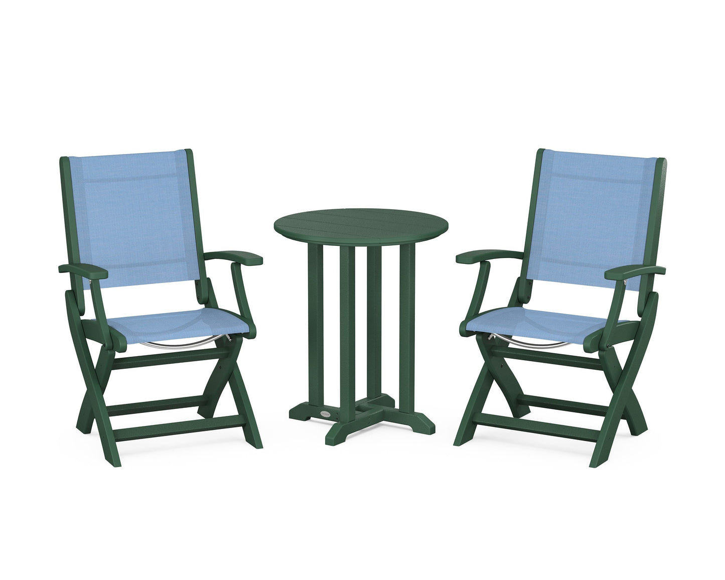 Coastal Folding 3-Piece Round Dining Set