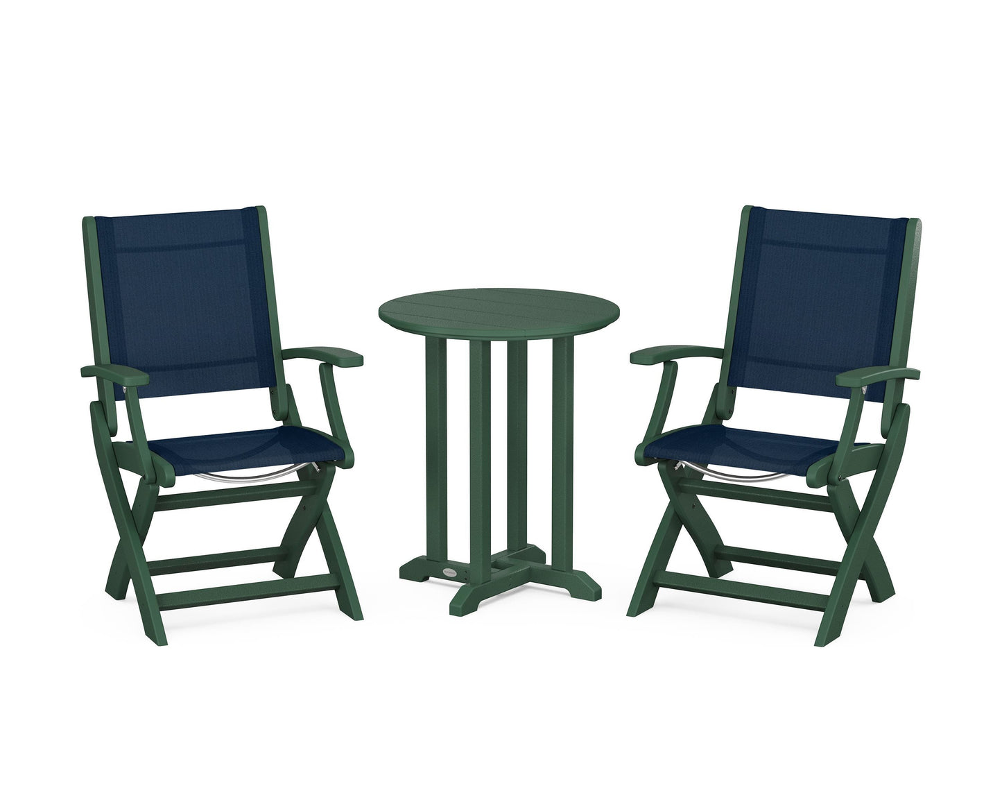 Coastal Folding 3-Piece Round Dining Set