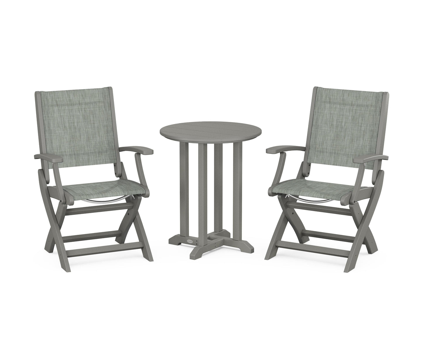 Coastal Folding 3-Piece Round Dining Set