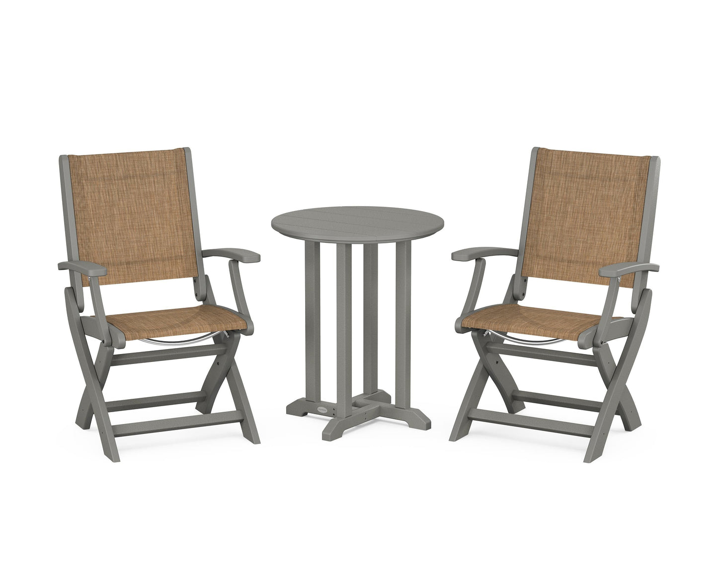 Coastal Folding 3-Piece Round Dining Set