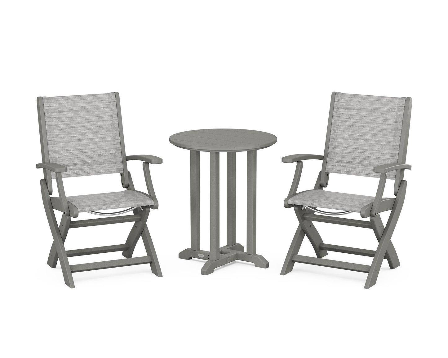 Coastal Folding 3-Piece Round Dining Set