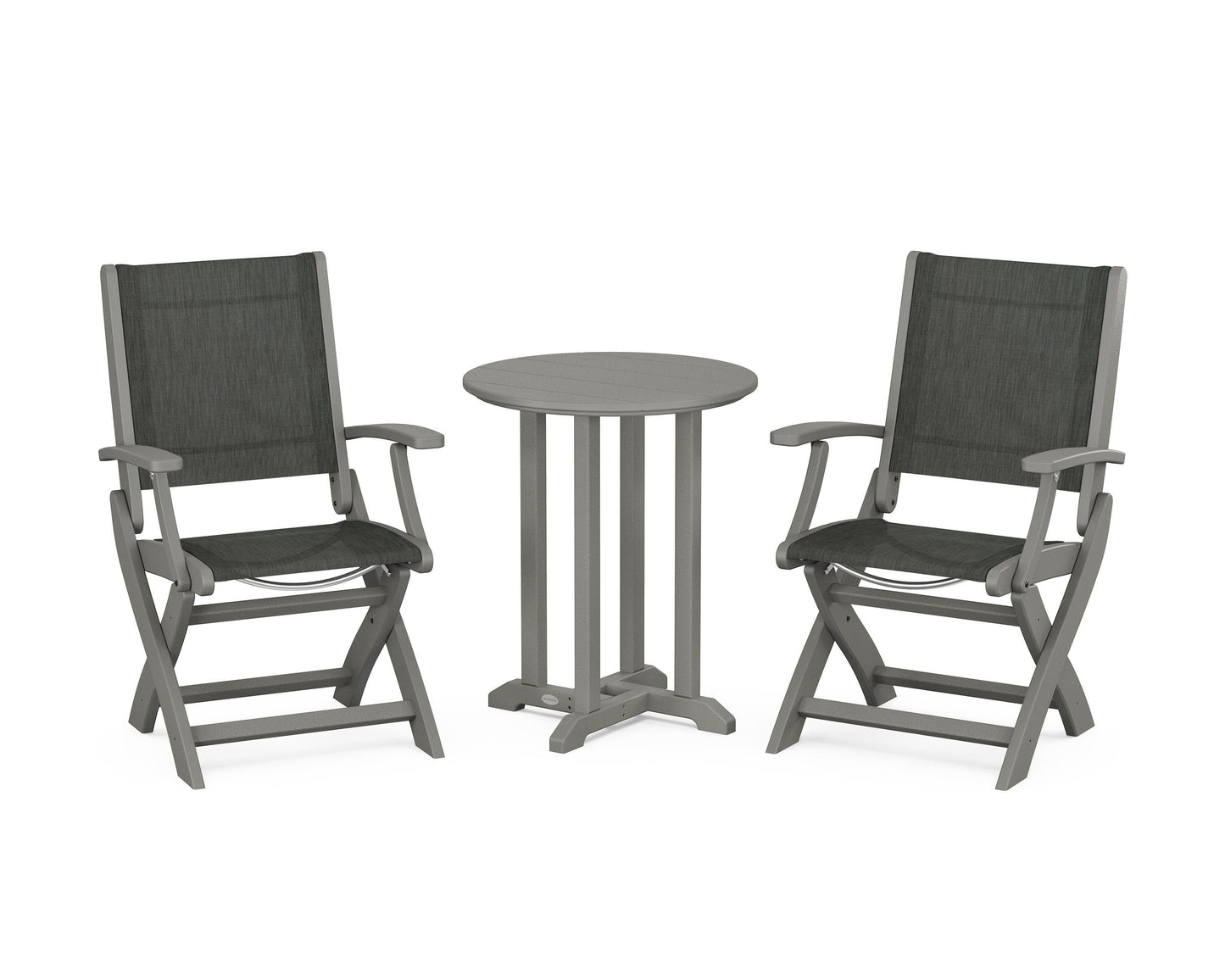 Coastal Folding 3-Piece Round Dining Set