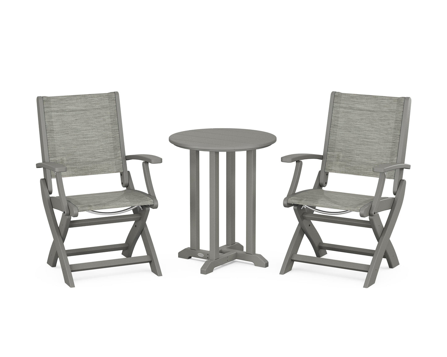 Coastal Folding 3-Piece Round Dining Set