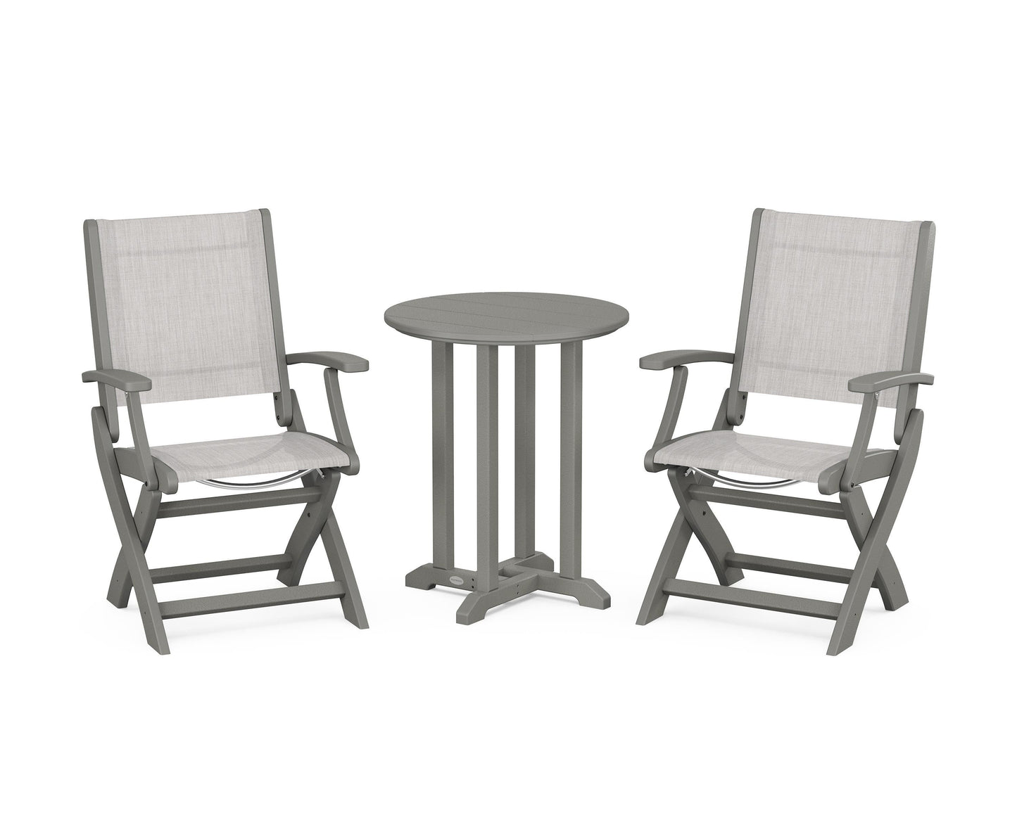 Coastal Folding 3-Piece Round Dining Set