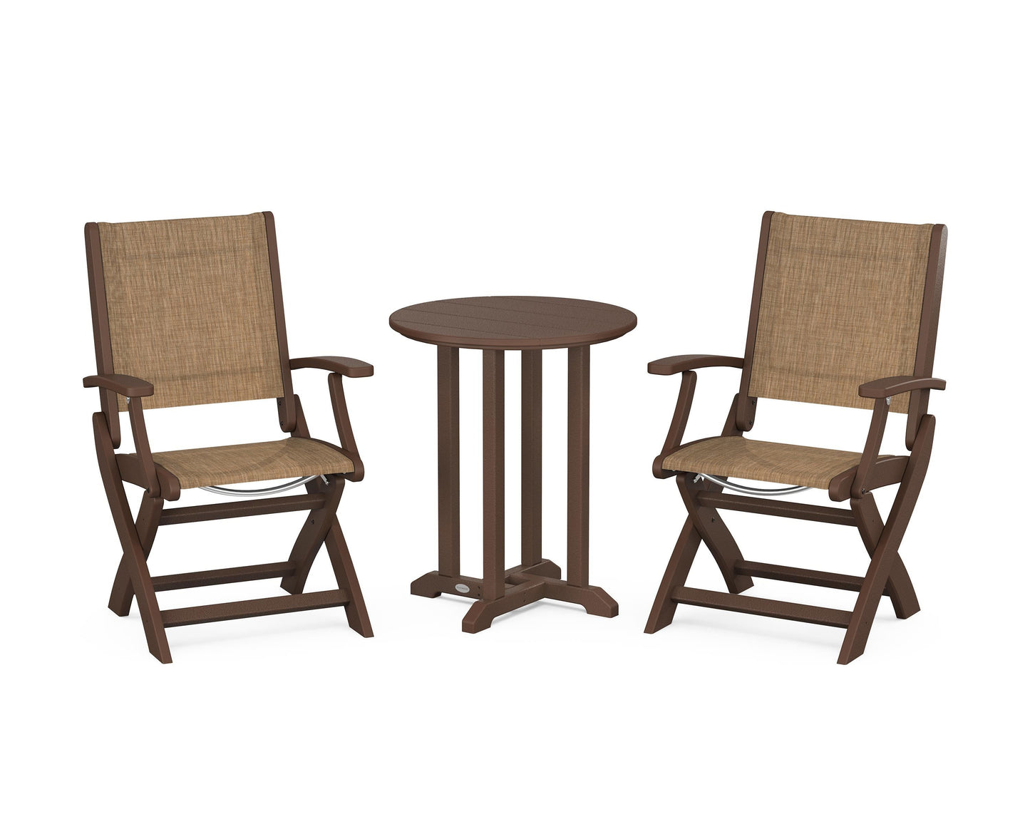 Coastal Folding 3-Piece Round Dining Set