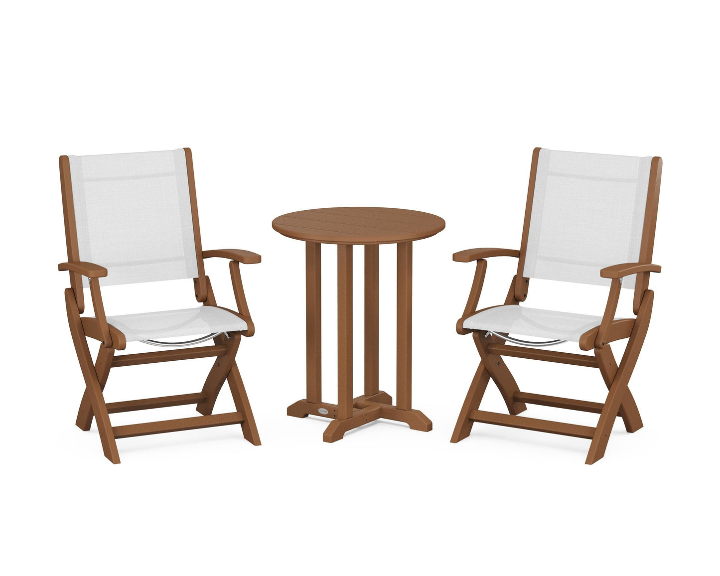 Coastal Folding 3-Piece Round Dining Set