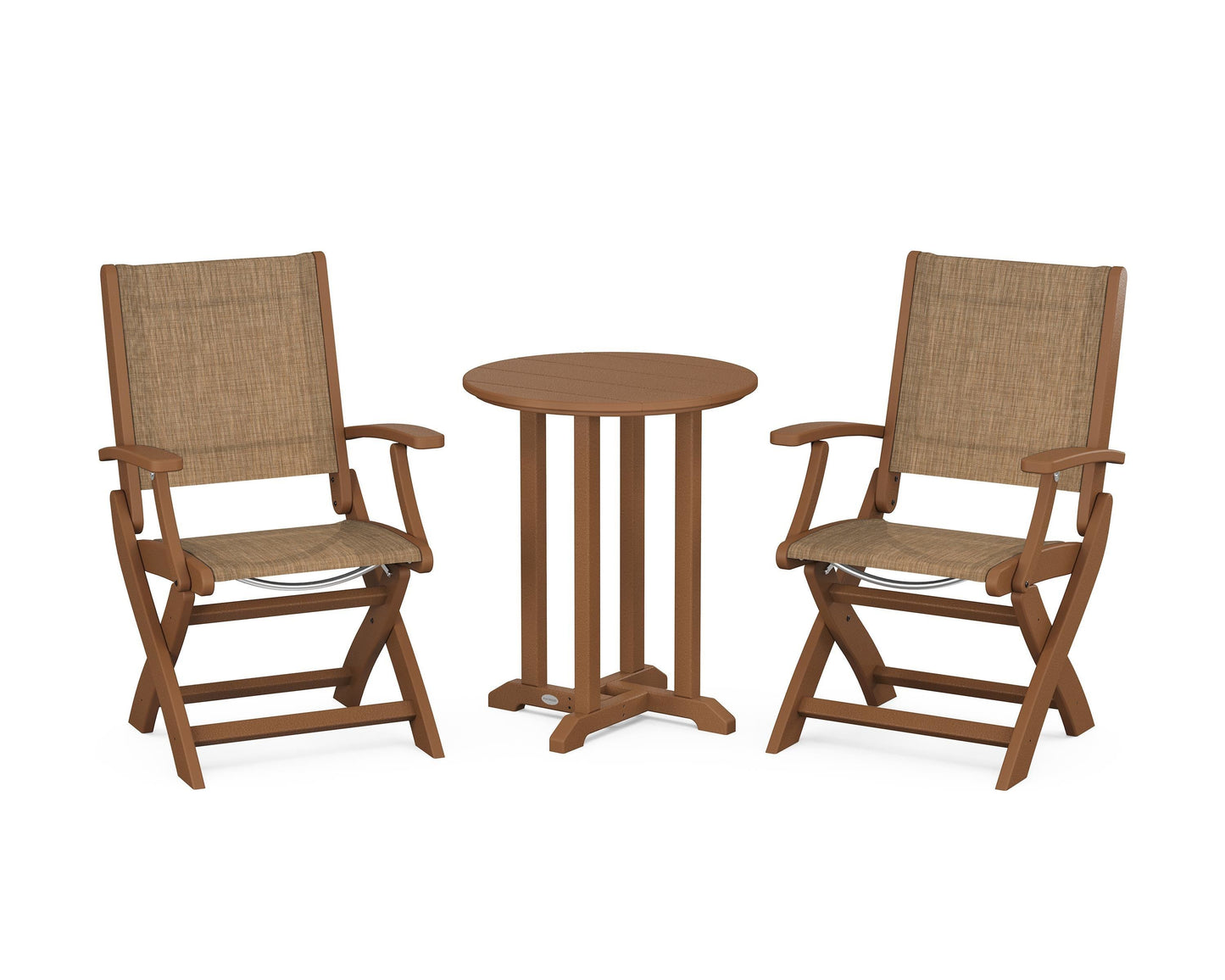 Coastal Folding 3-Piece Round Dining Set