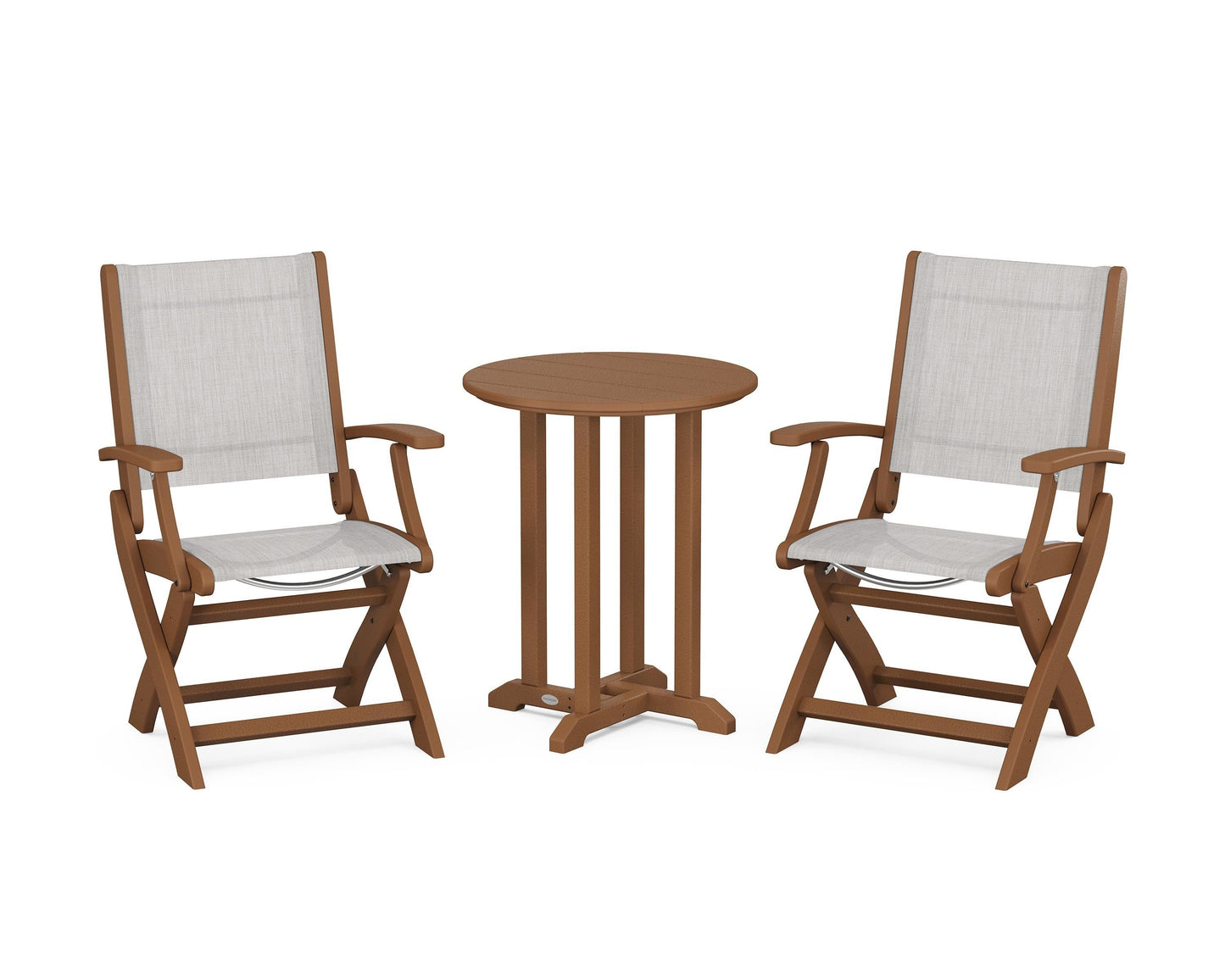 Coastal Folding 3-Piece Round Dining Set