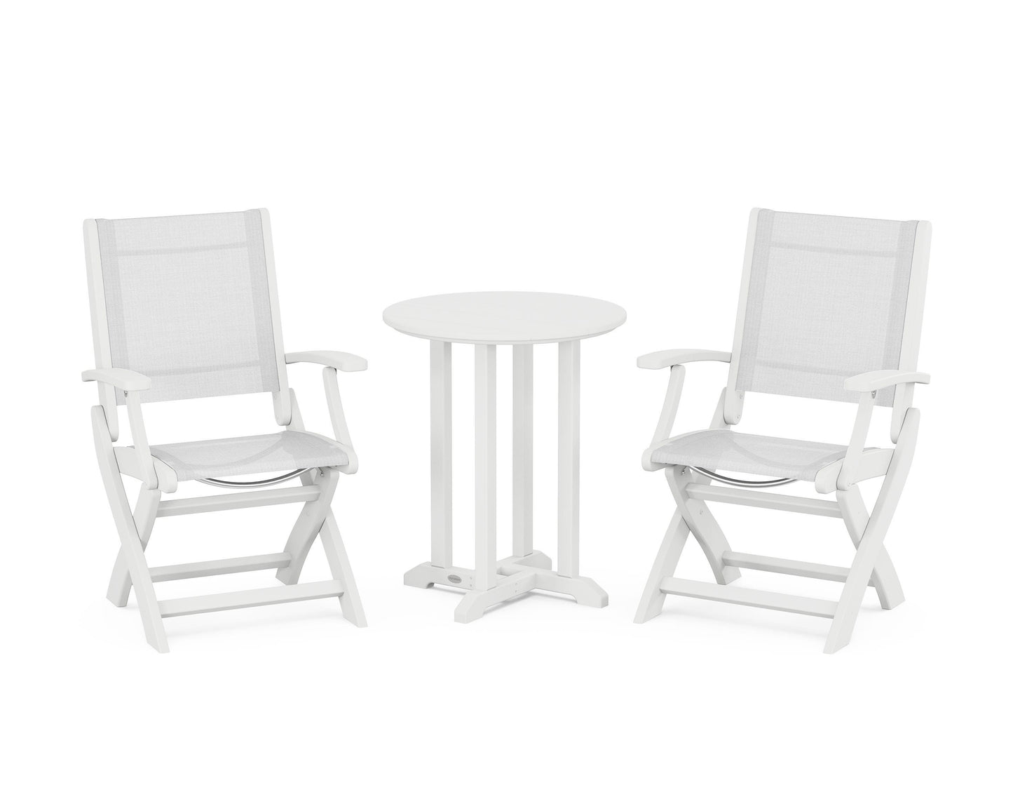 Coastal Folding 3-Piece Round Dining Set