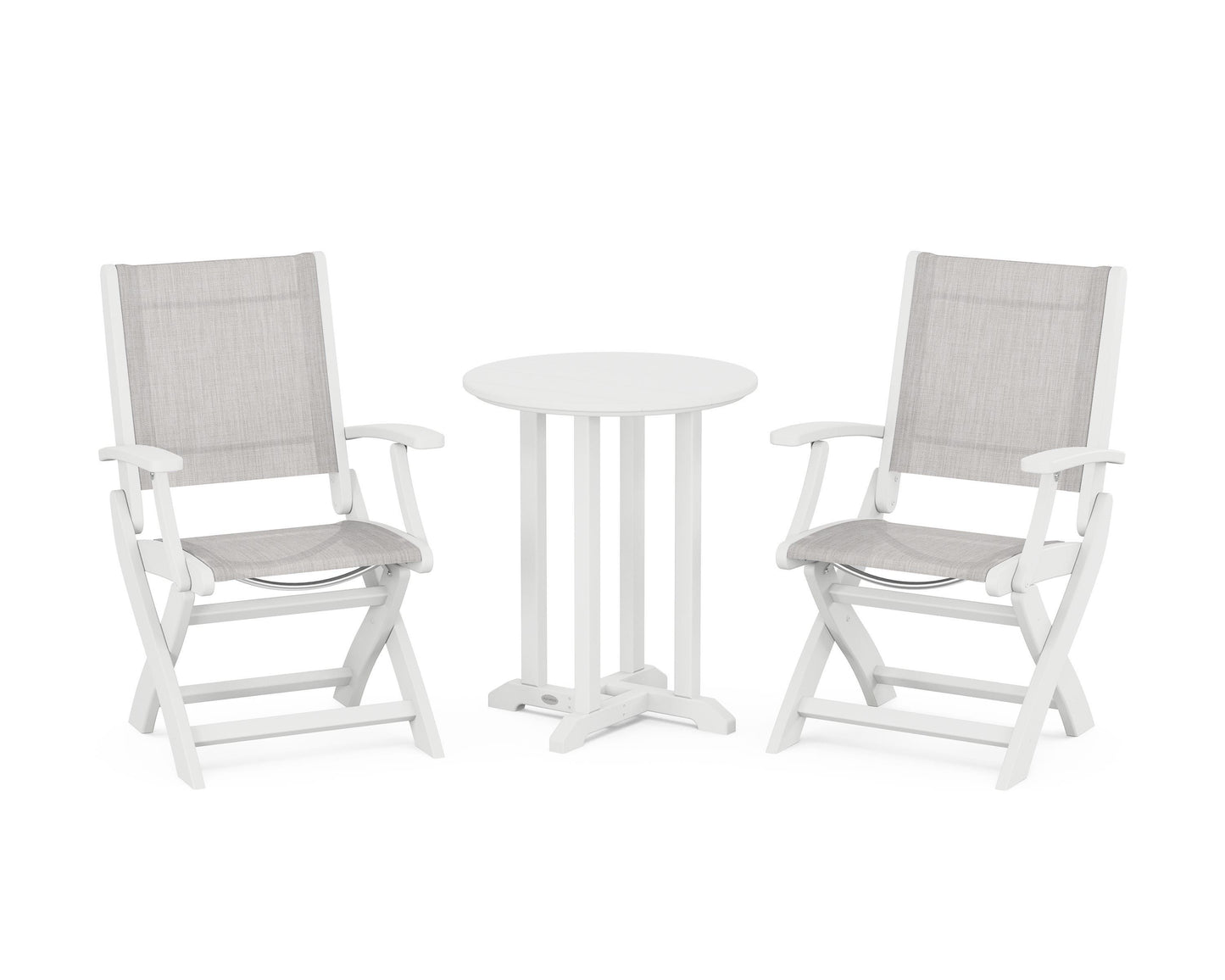 Coastal Folding 3-Piece Round Dining Set