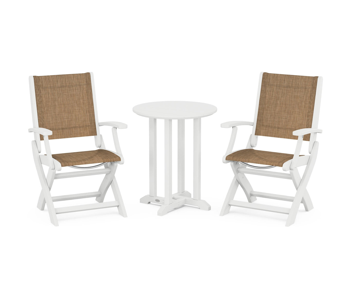 Coastal Folding 3-Piece Round Dining Set