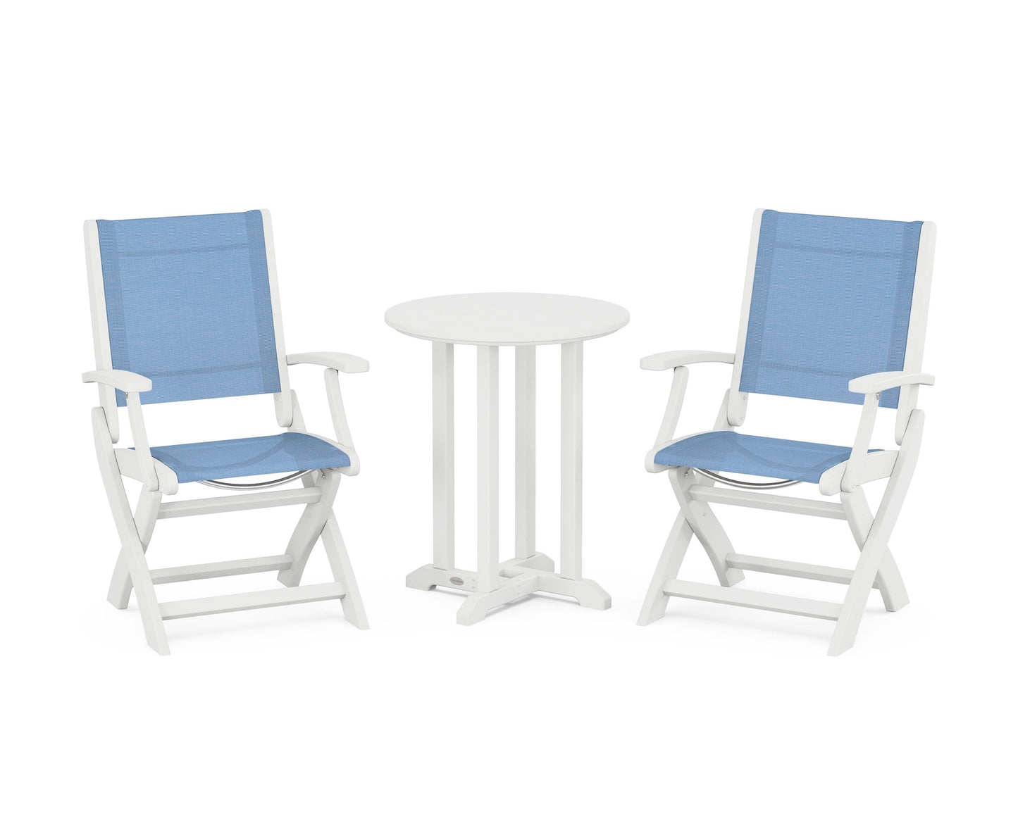 Coastal Folding 3-Piece Round Dining Set