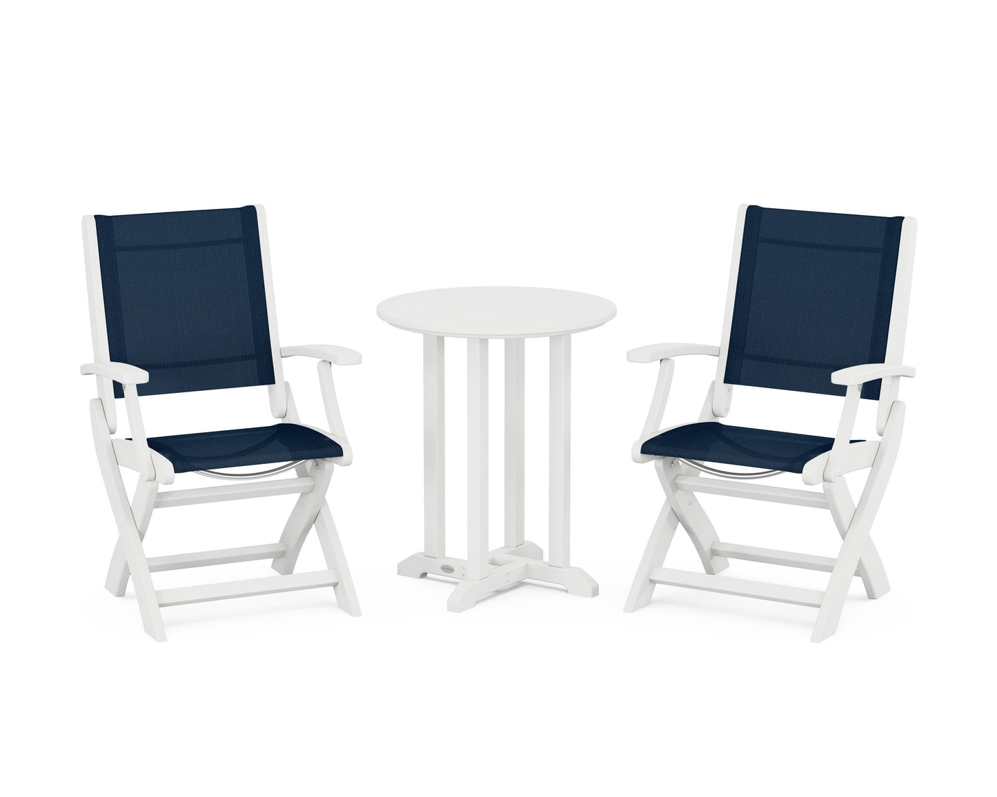 Coastal Folding 3-Piece Round Dining Set