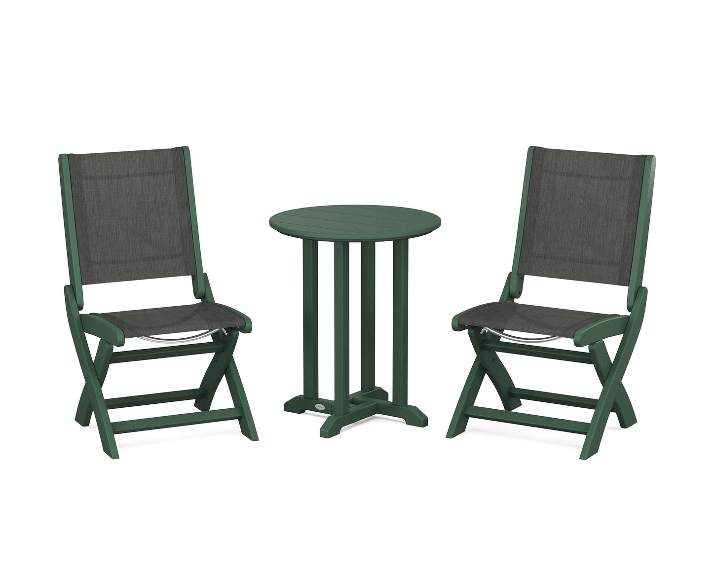 Coastal Folding Side Chair 3-Piece Round Bistro Dining Set