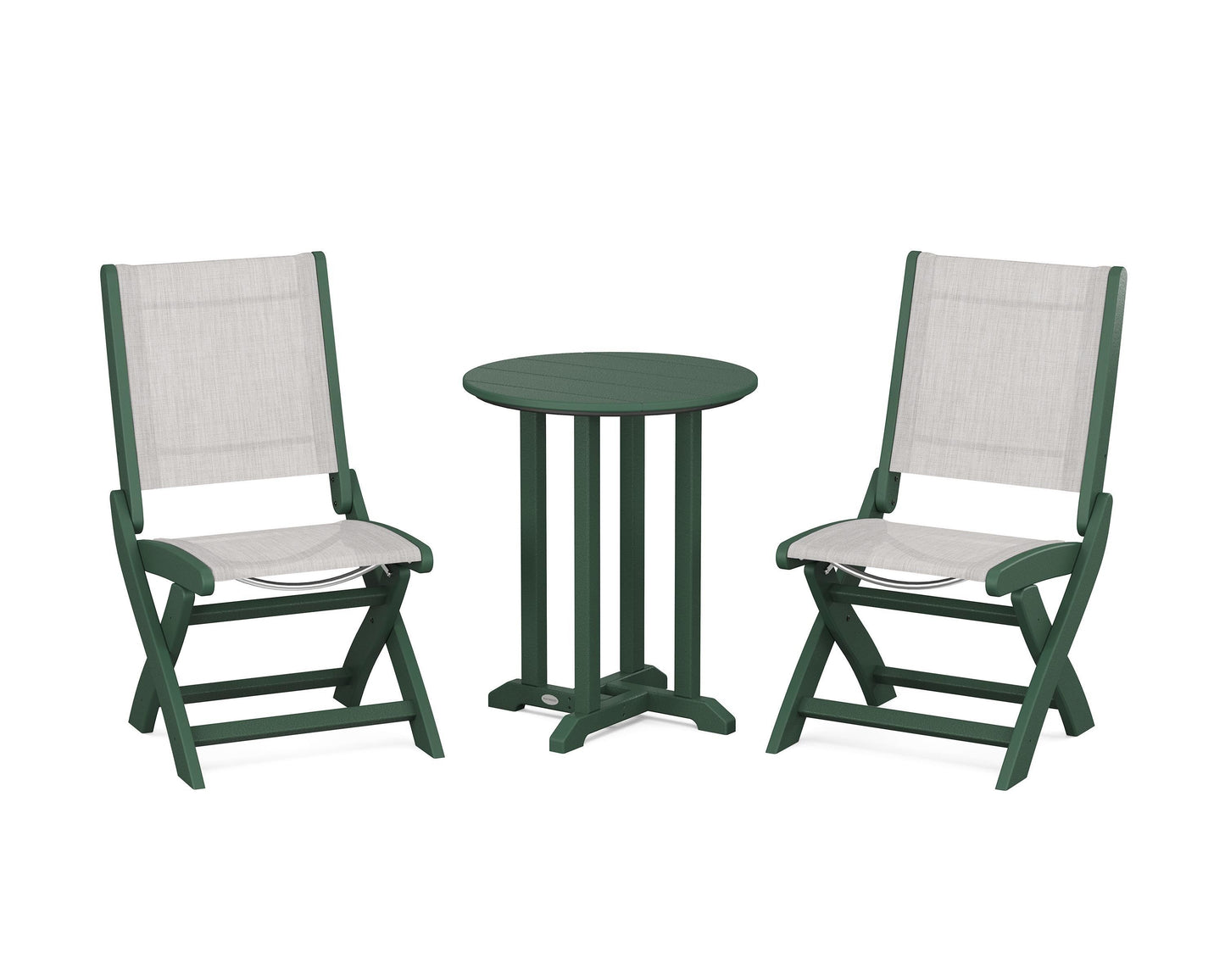 Coastal Folding Side Chair 3-Piece Round Bistro Dining Set