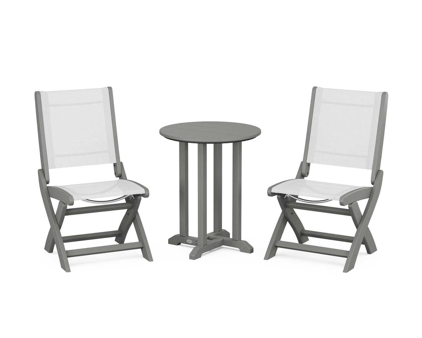 Coastal Folding Side Chair 3-Piece Round Bistro Dining Set