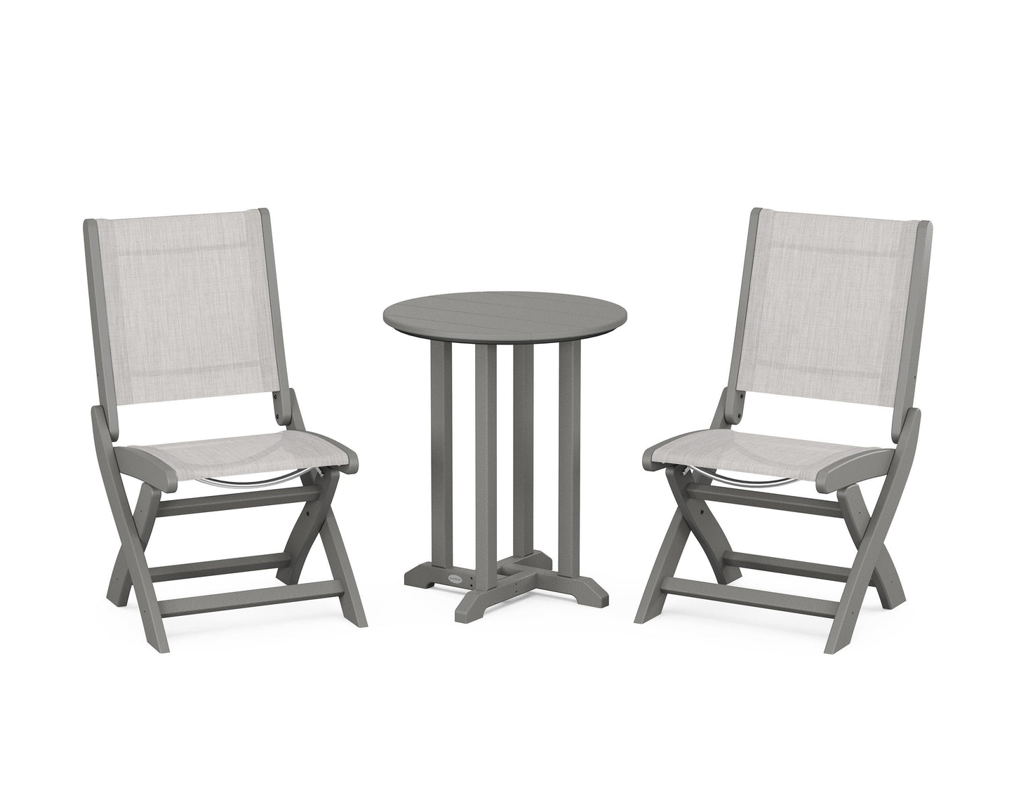 Coastal Folding Side Chair 3-Piece Round Bistro Dining Set