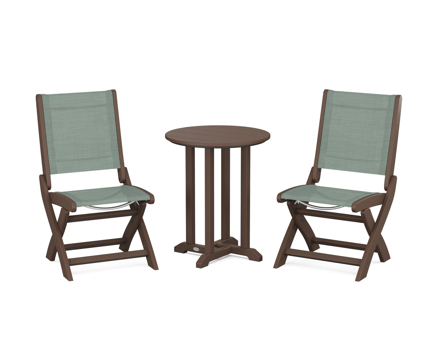 Coastal Folding Side Chair 3-Piece Round Bistro Dining Set