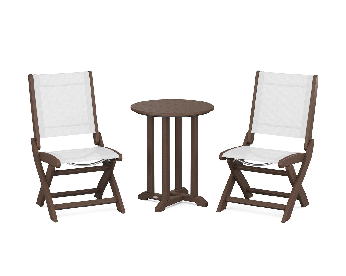 Coastal Folding Side Chair 3-Piece Round Bistro Dining Set