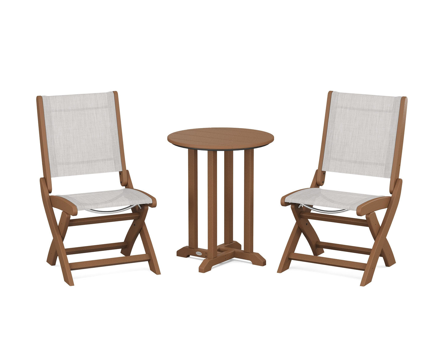 Coastal Folding Side Chair 3-Piece Round Bistro Dining Set