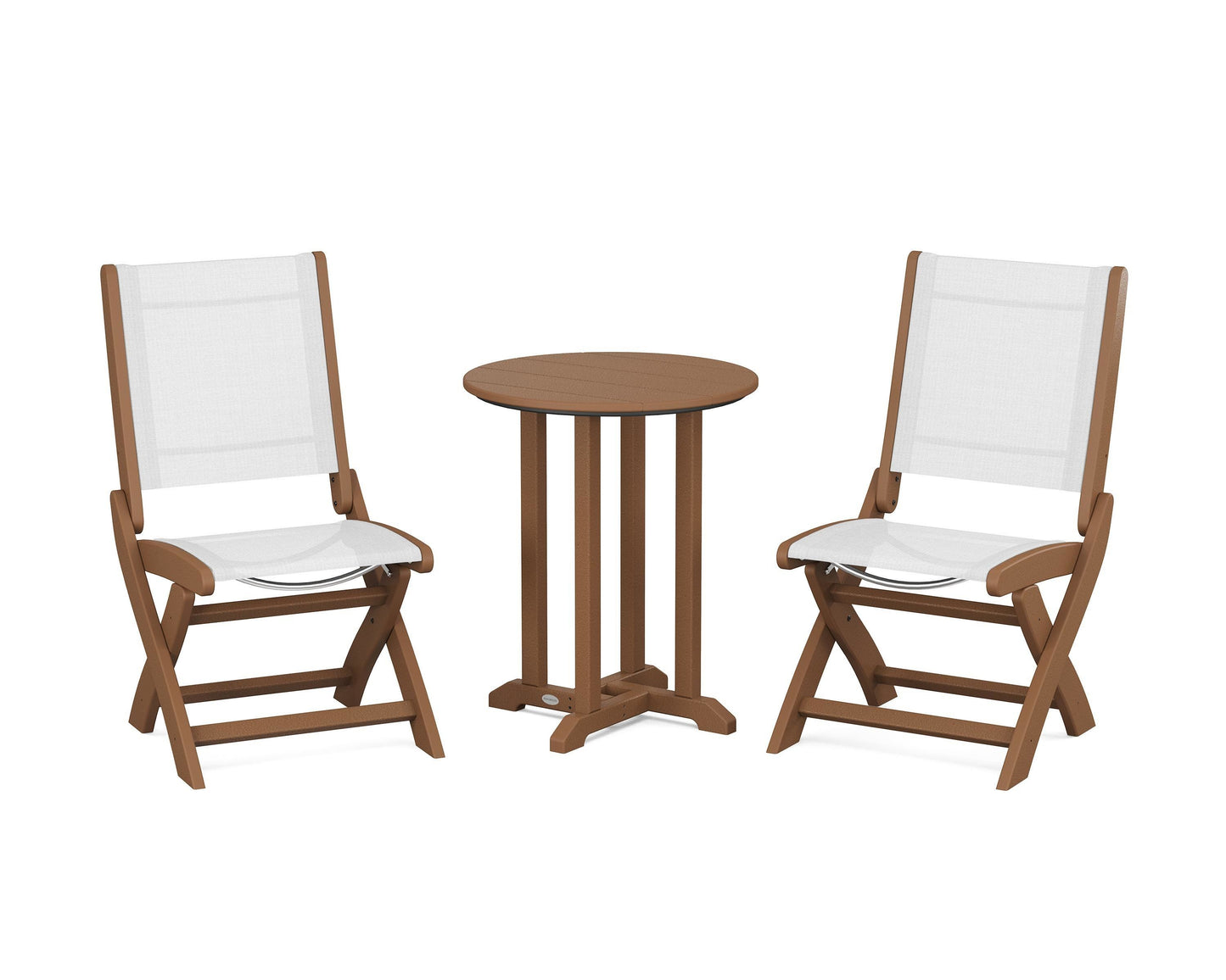 Coastal Folding Side Chair 3-Piece Round Bistro Dining Set