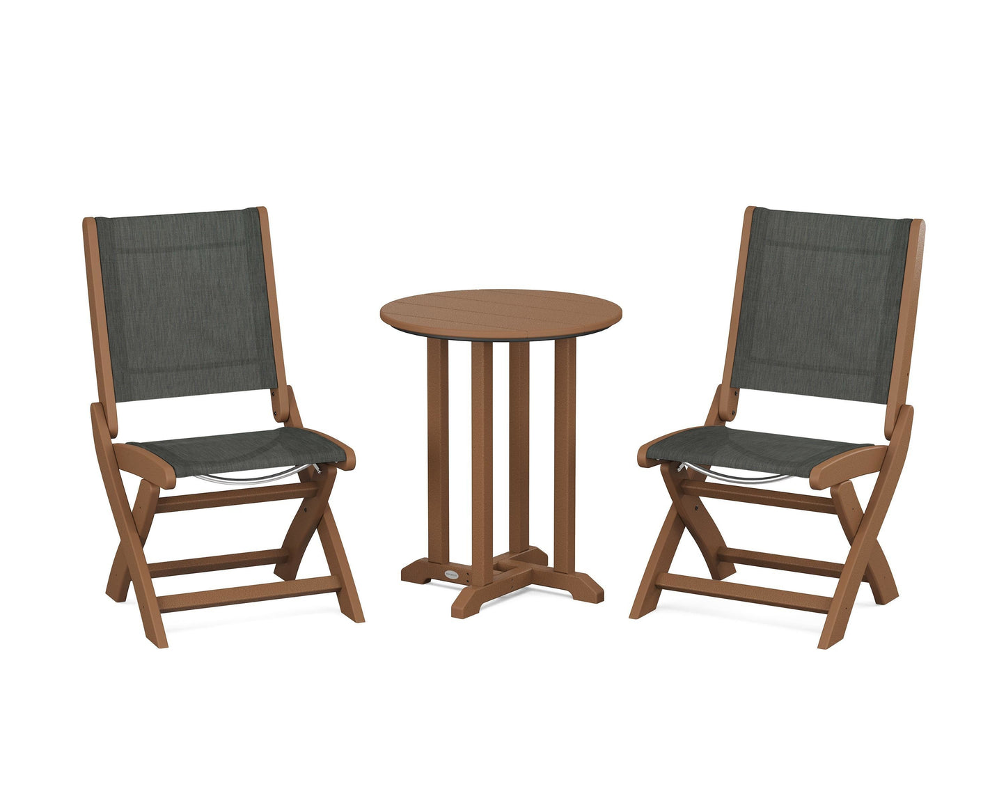 Coastal Folding Side Chair 3-Piece Round Bistro Dining Set